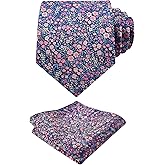 Alizeal Mens 3.15'' Flower Tie with Floral Handky Set