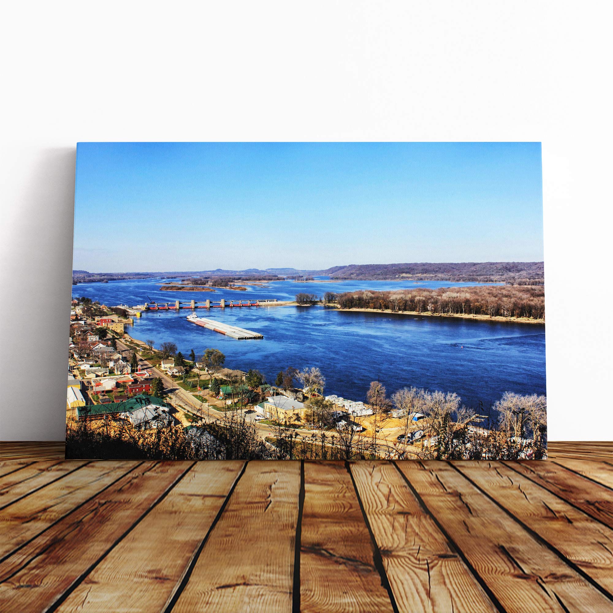 Bellevue Iowa City USA Canvas Print | Gallery Wrapped 30mm Frame Wall Art | 20x14 inches | Ready to Hang | Modern Cityscape Picture | Living Room Bedroom Lounge Office