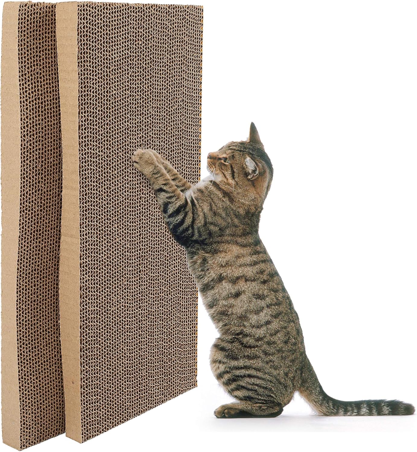 PrimePets 2 Pack Cat Scratcher Pad, Wide Corrugated Cat Scratching Pad Wave Shaped Reversible Replacement Cat Scratcher Cardboard Lounge Sofa Bed (Catnip Included) : Pet Supplies