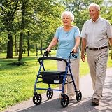 Aidapt Folding Rollator Walker with Padded Seat, 8in Wheels, Brakes view 2