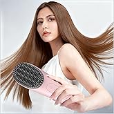 Go Brush Pro Cordless Portable Hair Straightener Brush - 30s Quick Heat, 150M Negative Ions, USB-C Rechargeable, 7000mAh - Pink for Women & Travel