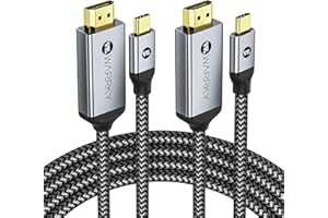 Warrky USB C to HDMI Cable 4K 6FT 2Pack [Anti-Interference Gold-Plated Plugs] Aluminum Type-C to HDMI Cord Thunderbolt 3/4 Compatible for MacBook Pro/Air, iMac, iPad Pro, Galaxy S8 to S23, Surface, HP