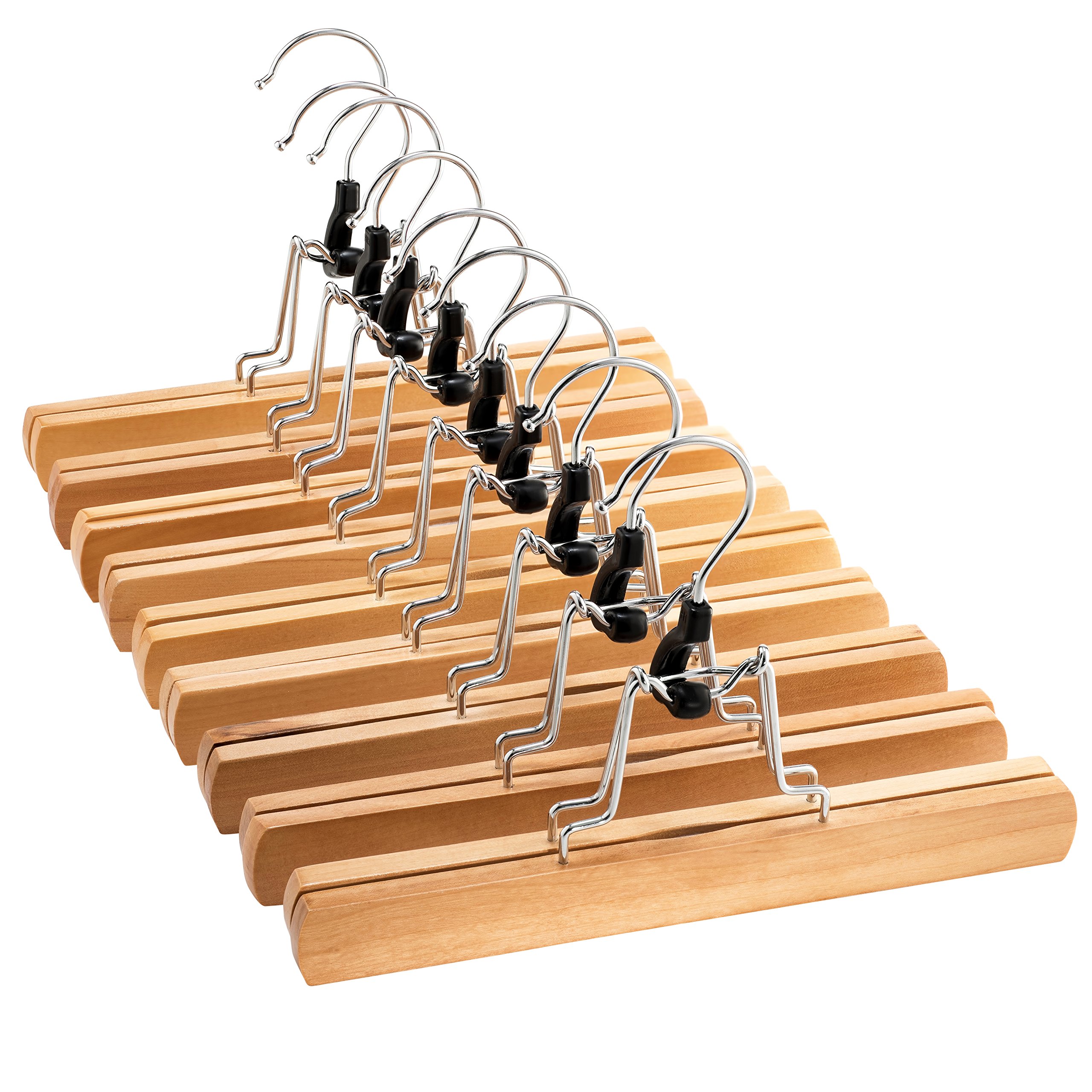 Buy HighGrade Wooden Pants Hangers with Clips 10 Pack Non Slip Skirt