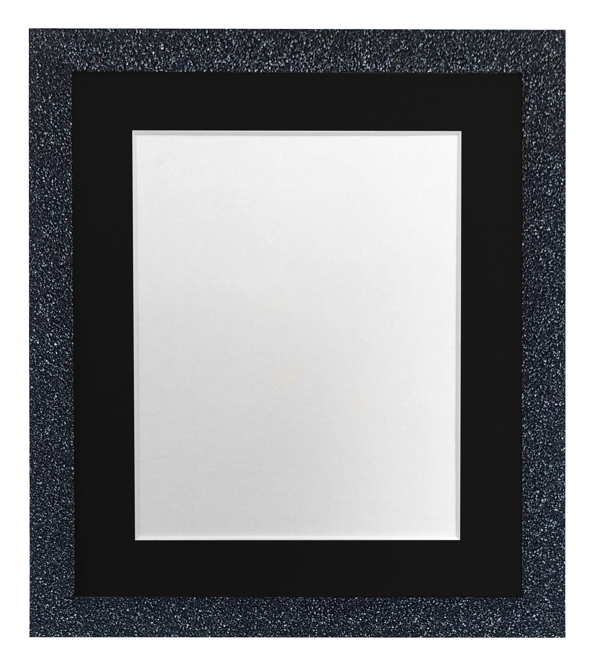 FRAMES BY POST Glitz Charcoal Picture Photo Frame with Black Mount 8 x 6 Image Size 6 x 4 Inch Plastic Glass — image 1