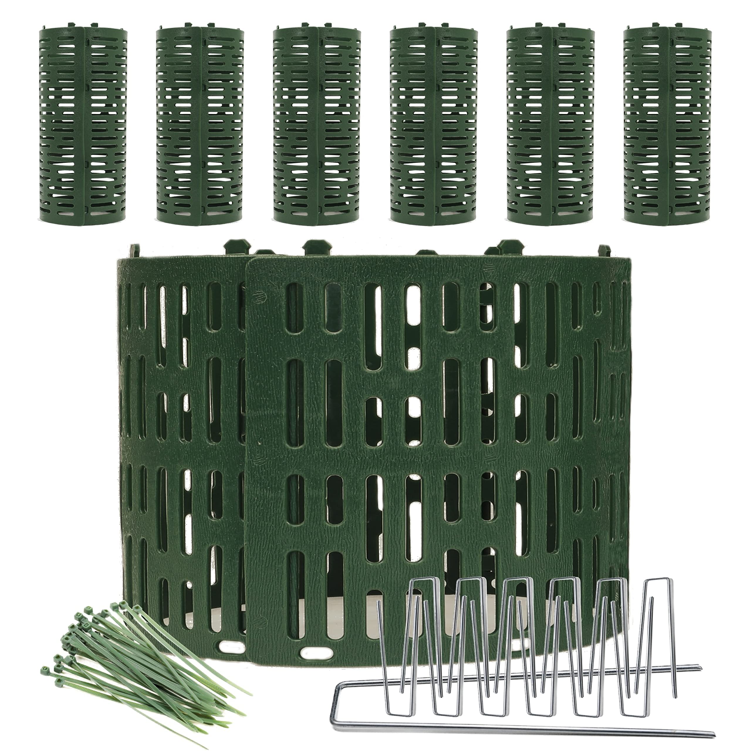 GDUUZ Tree Trunk Bark Shrub and Plant Protector; Protection against Animals Trimmers and Mowers ; 6 Pack Protective Guard Wraps including 12 Heavy Duty Galvanized U-Staples and 30 Zip Ties