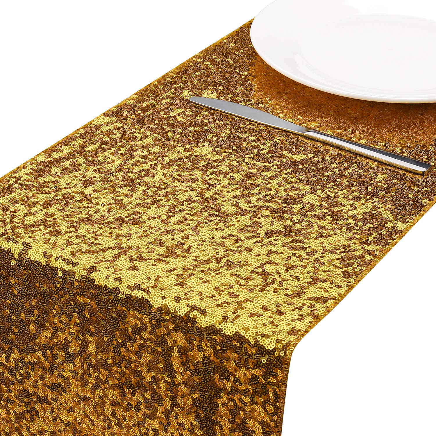 MengH-SHOP Table Runner Sequins Gold Tablecloths Table Flag Decoration for Party Wedding Birthday Baby Showers 30 x 280 cm