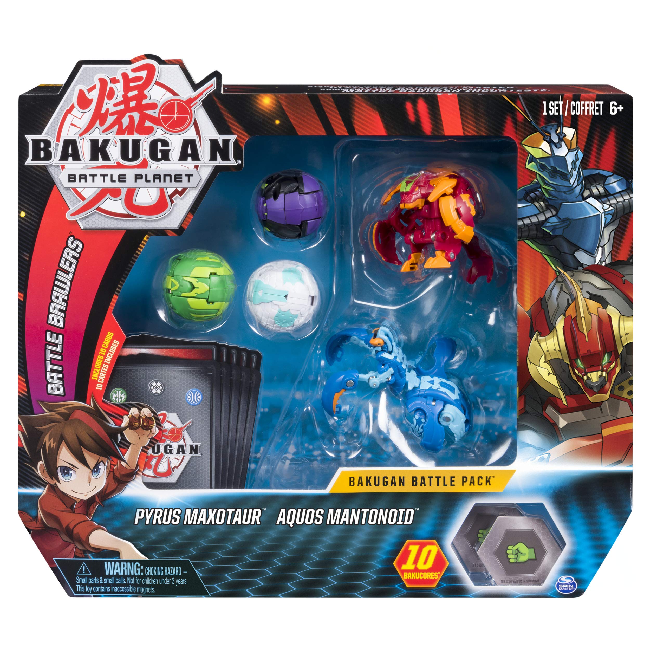 Bakugan Battle 5Pack Pyrus Maxotaur & Aquos Mantonoid Collectible