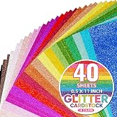 Simetufy 40 Sheets Glitter Cardstock Double-sided 11.5x8 Inch, 20 Colors | A4 Glitter Paper Crafts and DIY Projects, Sparkly 