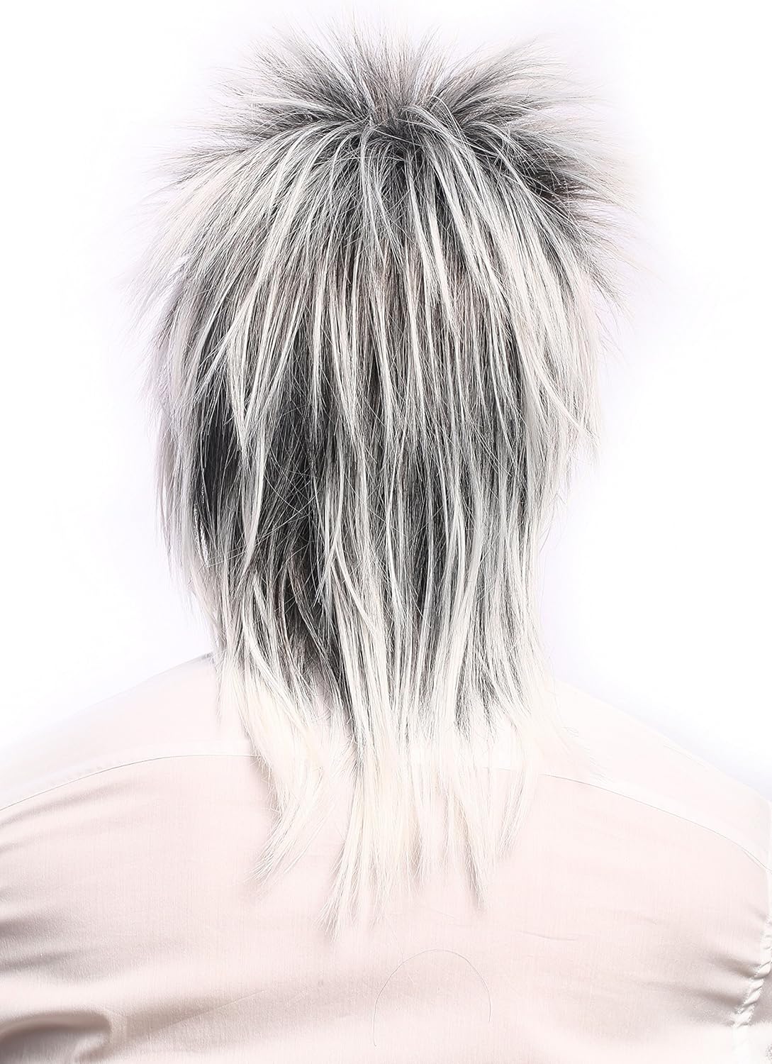 WIG ME UP - 90891-ZA60TZA1 Men & Ladies Party Wig Halloween 80s Punk Wave Pop Star Black & Grey backcombed spiky mullet - Image 5