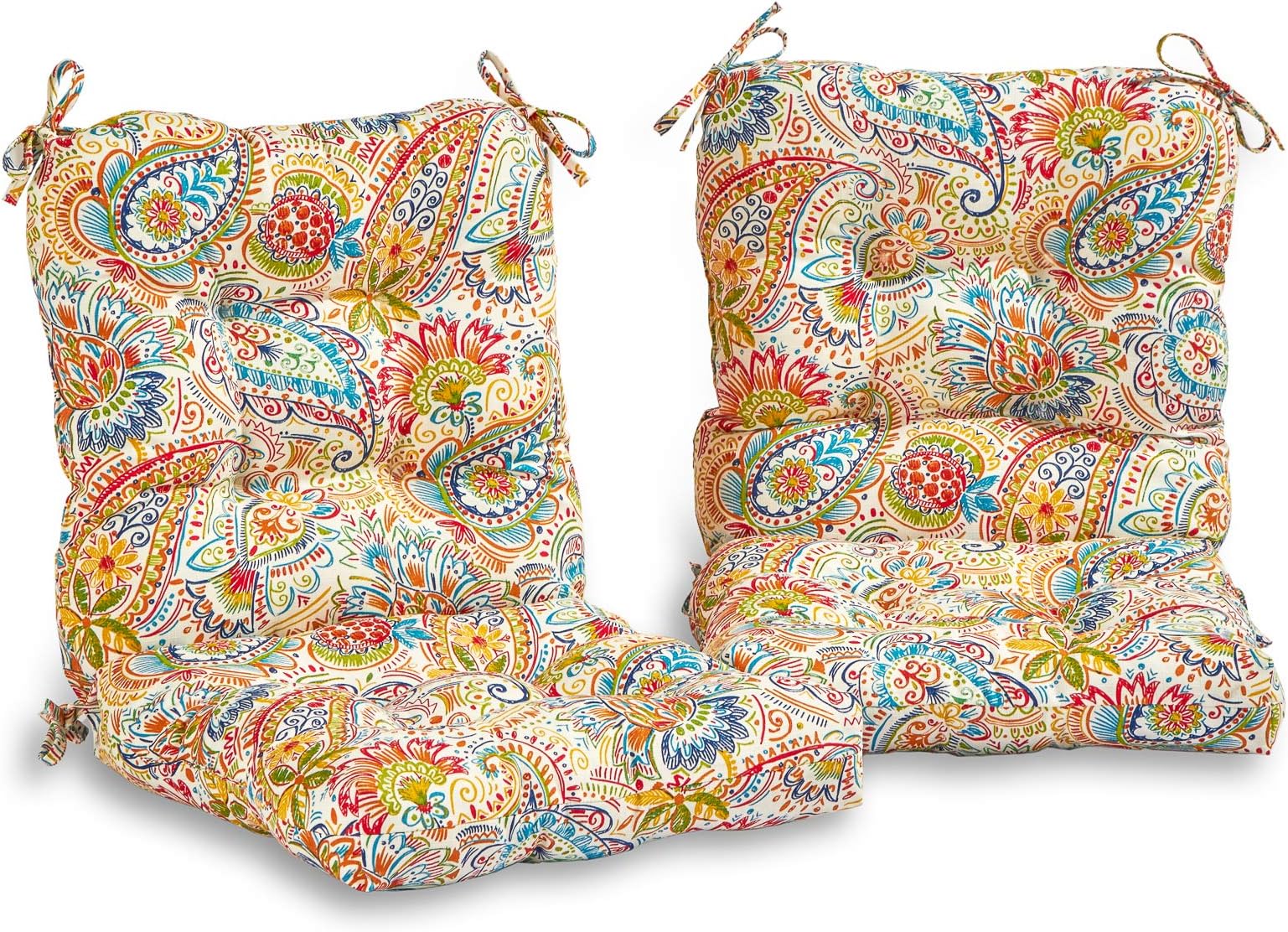 South Pine Porch Jamboree Paisley Seat/Back Chair Cushion, Set of 2, 2 Count