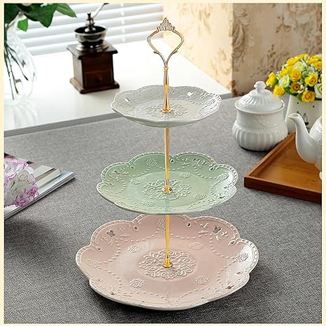 MALACASA, Serie Sweet.Time, Porzellan Etagere 3-stöckig 6/8/10,5 Zoll Etagere (3 Frabe)