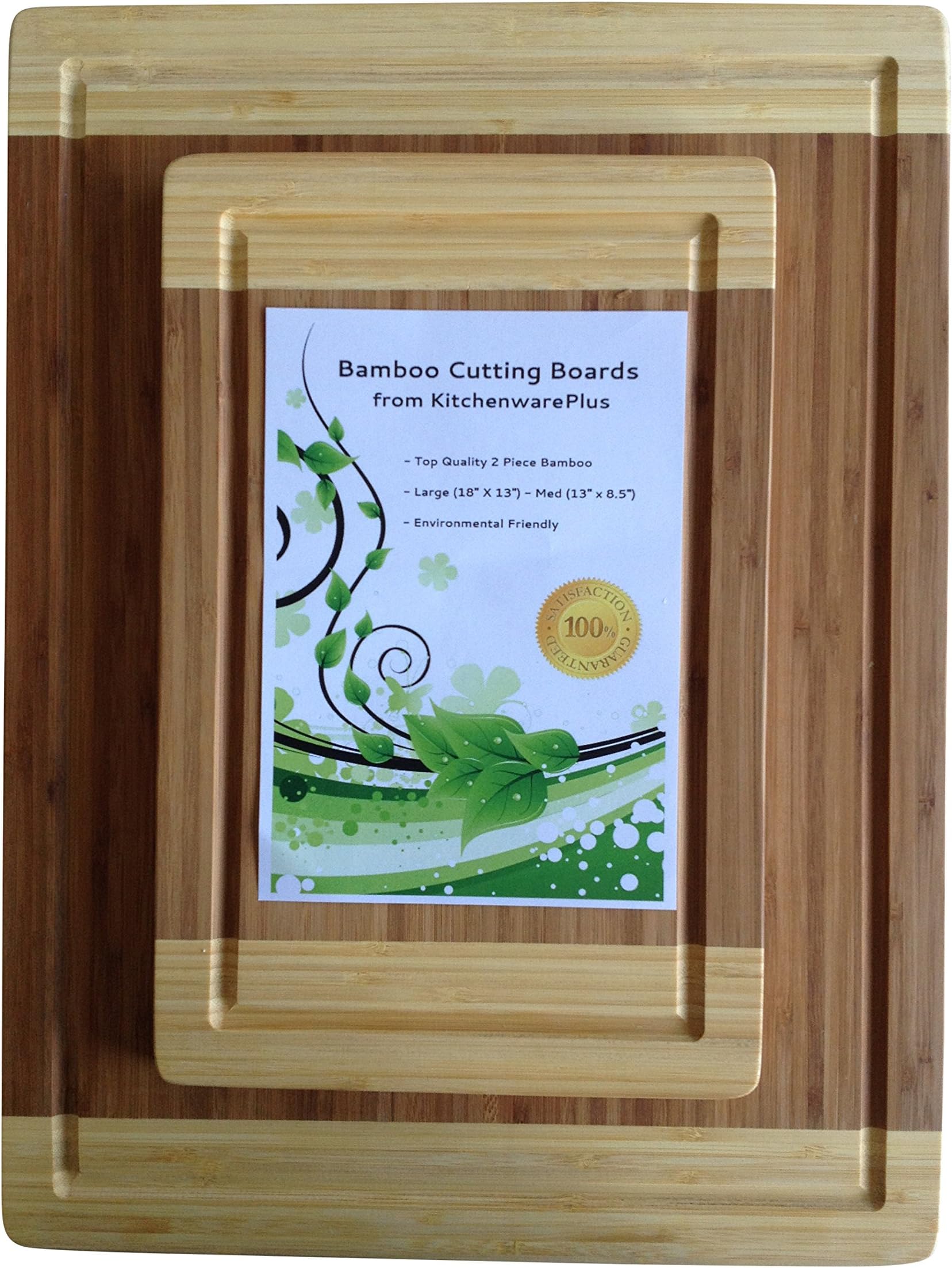 Extra Large Bamboo Cutting Board Set. Eco-friendly Bamboo Wooden Chopping Boards. Meat, Bread and Vegetable Cutting Boards with Drip Groove. Set of 2