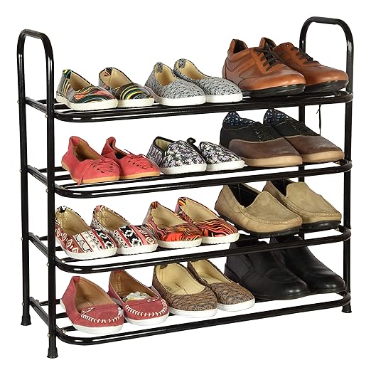 Benesta Multi-Purpose Steel Shoe Rack - (4 Tier, Black)