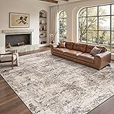 Cochyean 8x10 Area Rugs - Washable Rug for Living Room, Ultra-Thin Abstract Rug, Indoor Non-Slip Rug for Bedroom, Stain Resistant Large Area Rug, Super Soft Low Pile Rugs, Brown