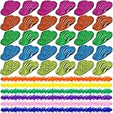 JaGely 60 Pcs Neon Party Supplies 30 Neon Hats 30 Feather Boas Animal Pattern Print Plastic Glow Hat Gangster Hat for Mardi Gras Carnival Glow Wedding Party