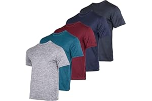 Real Essentials 5 Pack: Men’s Short Sleeve Dry Fit Active Crew Neck T Shirt - Athletic Running Gym Workout Tee Tops