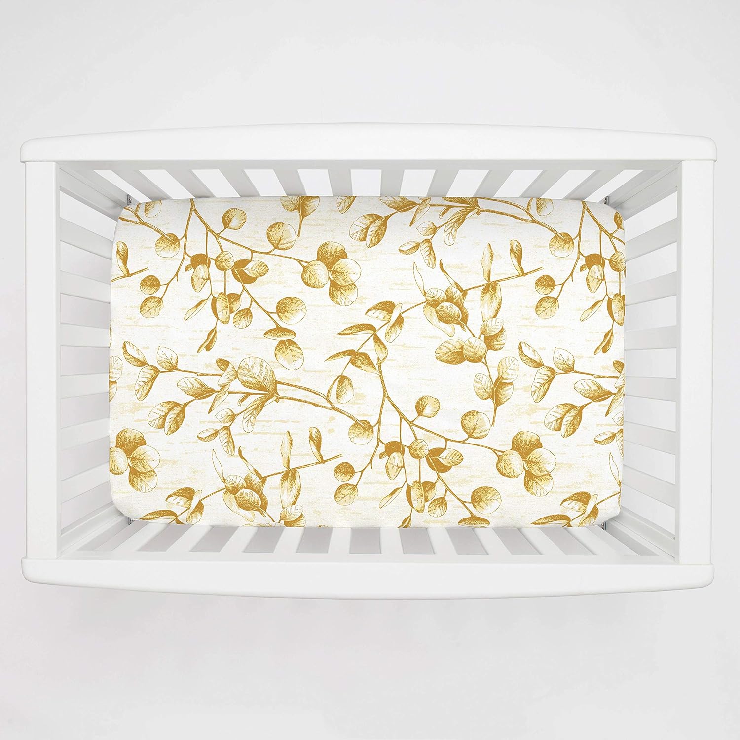 mustard yellow crib sheet