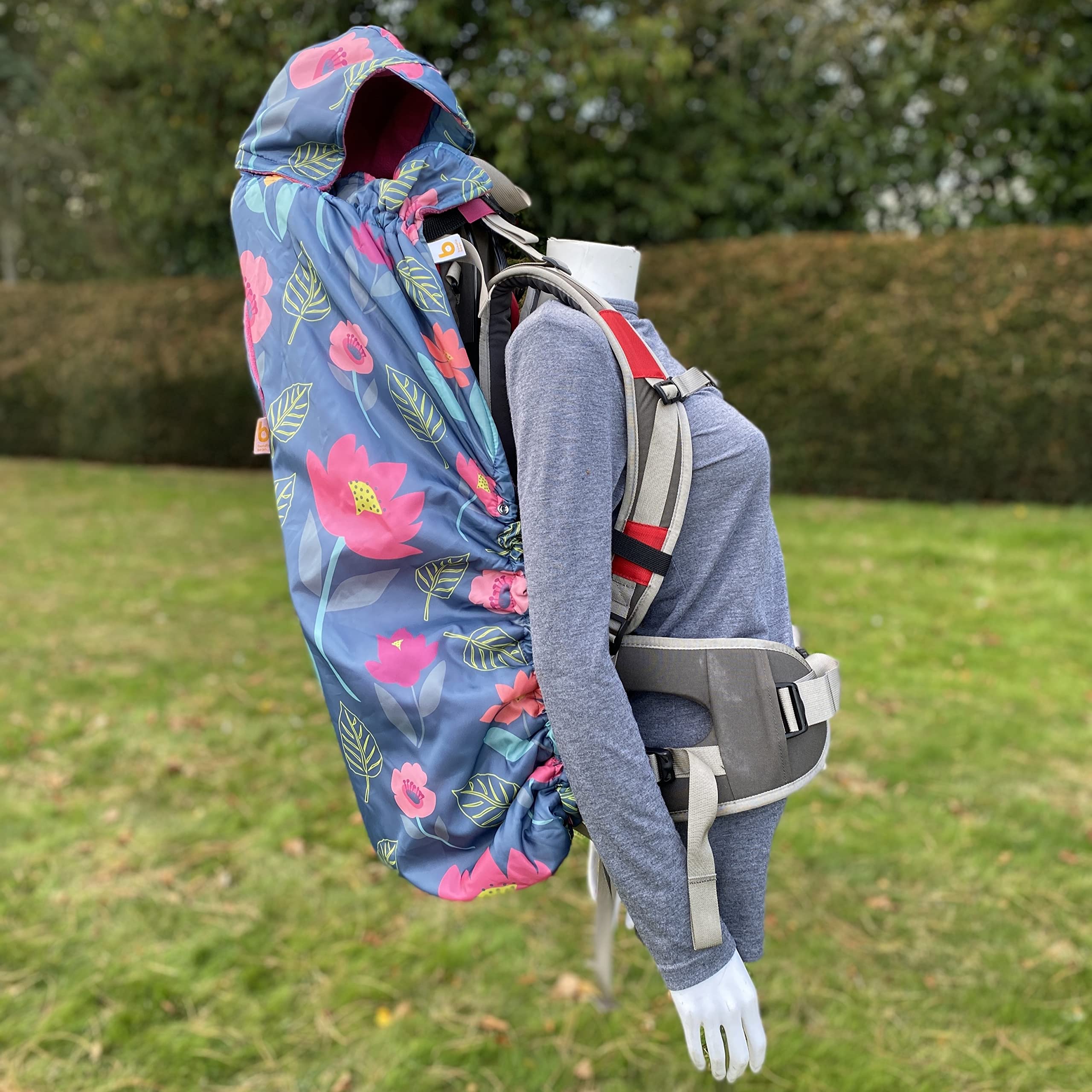 Babywearing All-Weather Waterproof Sling and Baby Carrier Cover,Rain Cover with Fleece Lining.Universal Fitting,Protection from rain and Wind in All Seasons,Fits Front & Back Carriers (Floral)