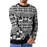 JMIERR Men's Crewneck Pullover Sweater Waffle Textured Knitted Sweaters Casual Loose Fit Sweaters with Ribbing Edge