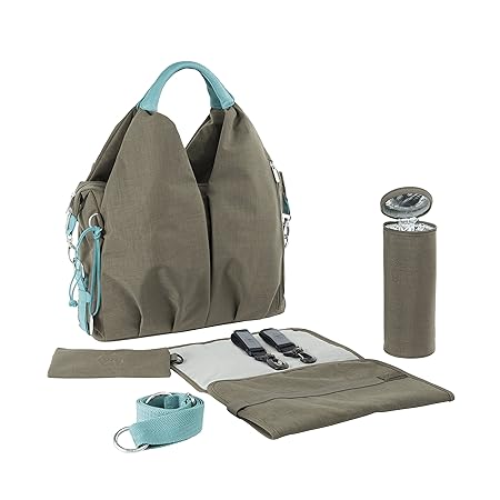 LÄSSIG Baby Wickeltasche Stylische Tasche nachhaltig inkl. Wickelzubehör / Green Label Neckline Bag