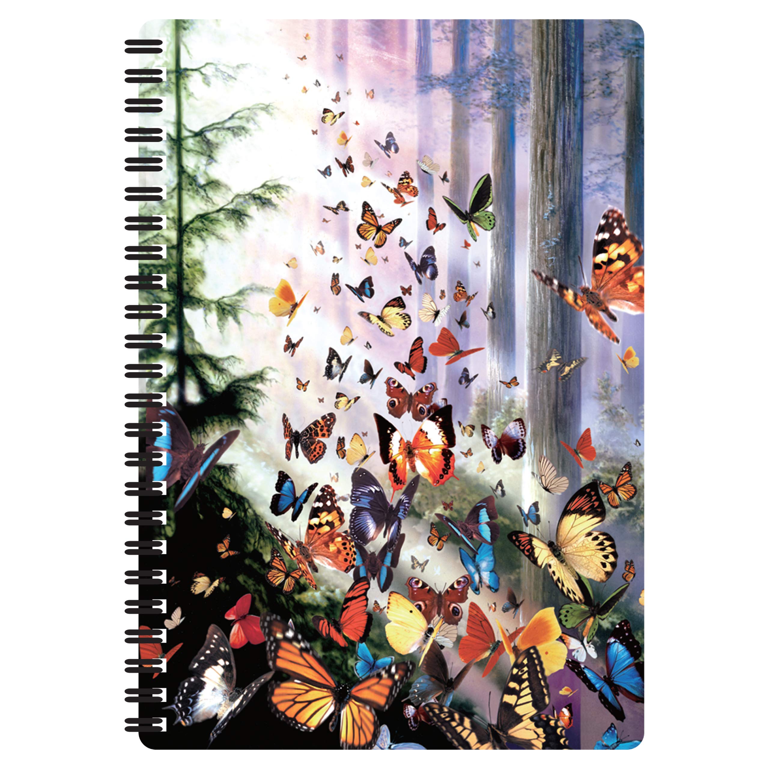 3D LiveLife A5 Notebook - Butterfly Woods from Deluxebase. Spiral Bound Lined Notebook with 80 Recycled Pages, 3D Butterfly Art Notebooks for Work, Gifts and School Supplies, (21 x 14.5 cm).