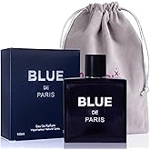 Blue De Paris For Men - 3.4 Fl. Oz. 100ml Men's Perfume with NovoGlow Carrying Pouch - Refreshing Combination of Woody Floral & Fruity Scents - Masculine Scent Lasts All Day A Gift for Any Occasion
