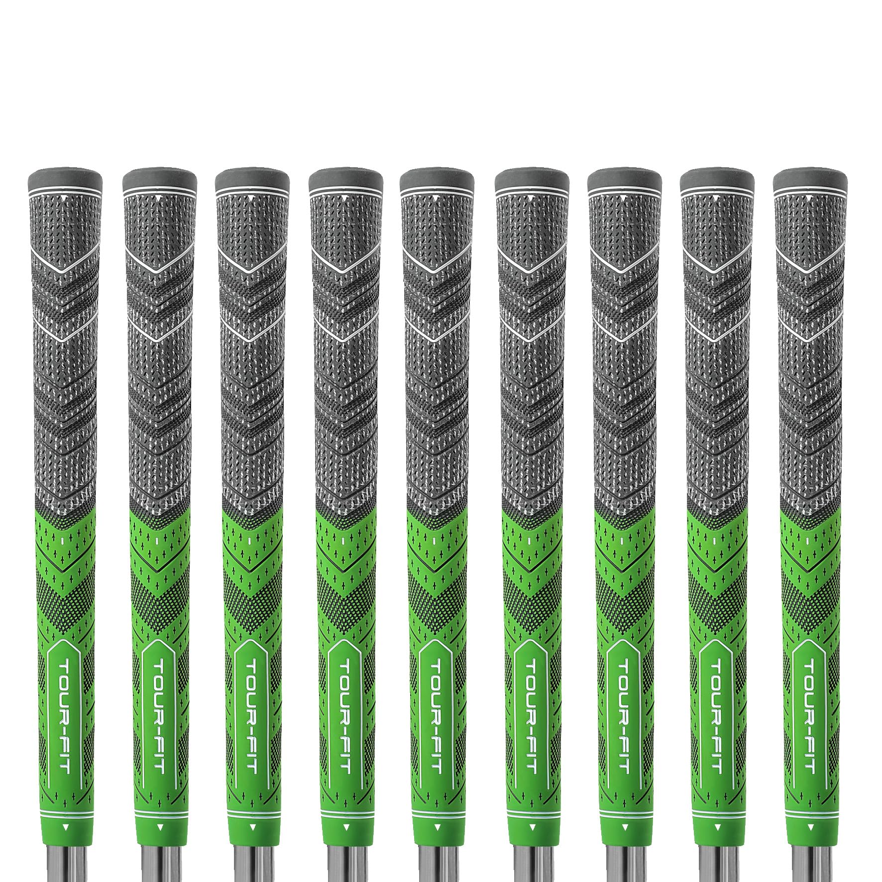 Golf Grip Tour Fit Dual Compound Premium Half Cord Golf Grips Standard Midsize Golf Grips with Golf Tape Set of 1/3/6/9/13 (Midsize, Black/Green set of 9)