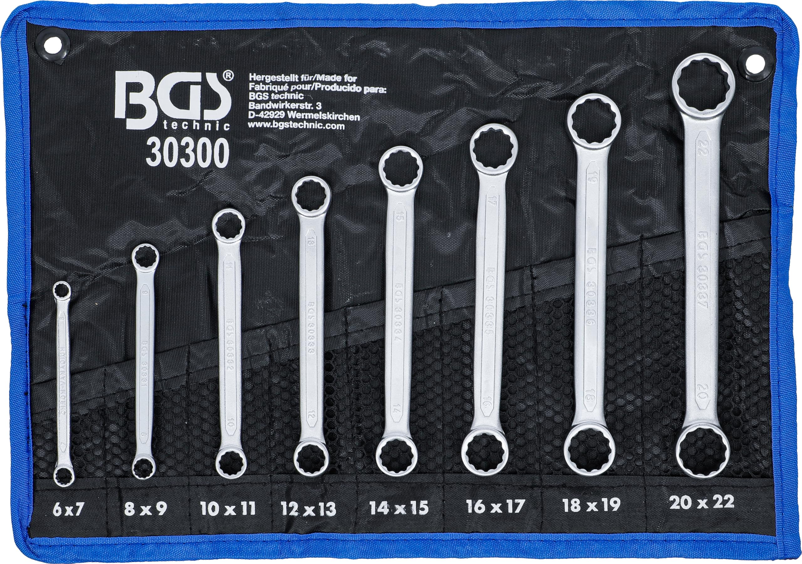 BGS 30300 | Double Ring Spanner Set | extra flat | 6 - 22 mm | 8 pcs.