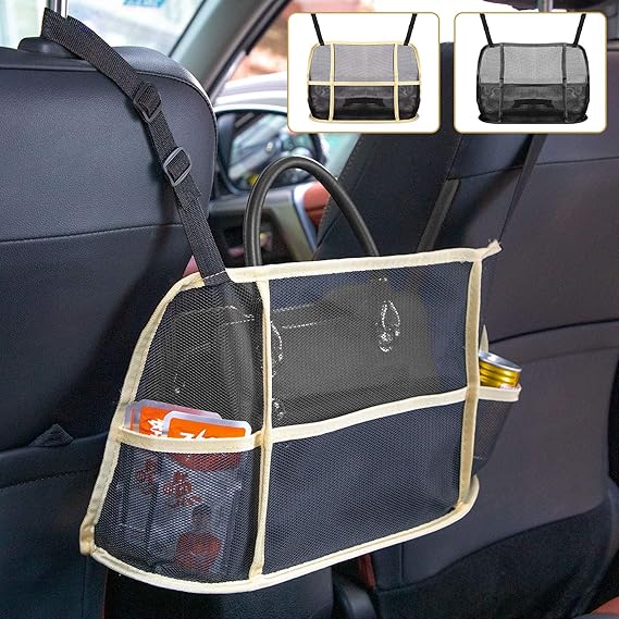 2 Pack Car Net Pocket Handbag Holder, Car Mesh Organizer Store Items