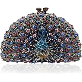 MOSSMON Peacock Luxury Rhinestone Crystal Evening Clutch Bag Sparkly Bride Wedding Party Purses for Women