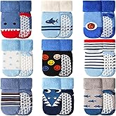 ANTSANG Baby Toddler Socks With Grippers Girls Boys Thick Cotton Ankle Crew Non-Slip Socks