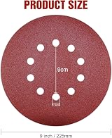 KONGMING 25 Pcs 225mm Sanding Discs P80 Hook and Loop 9 inch 10 Hole view 3