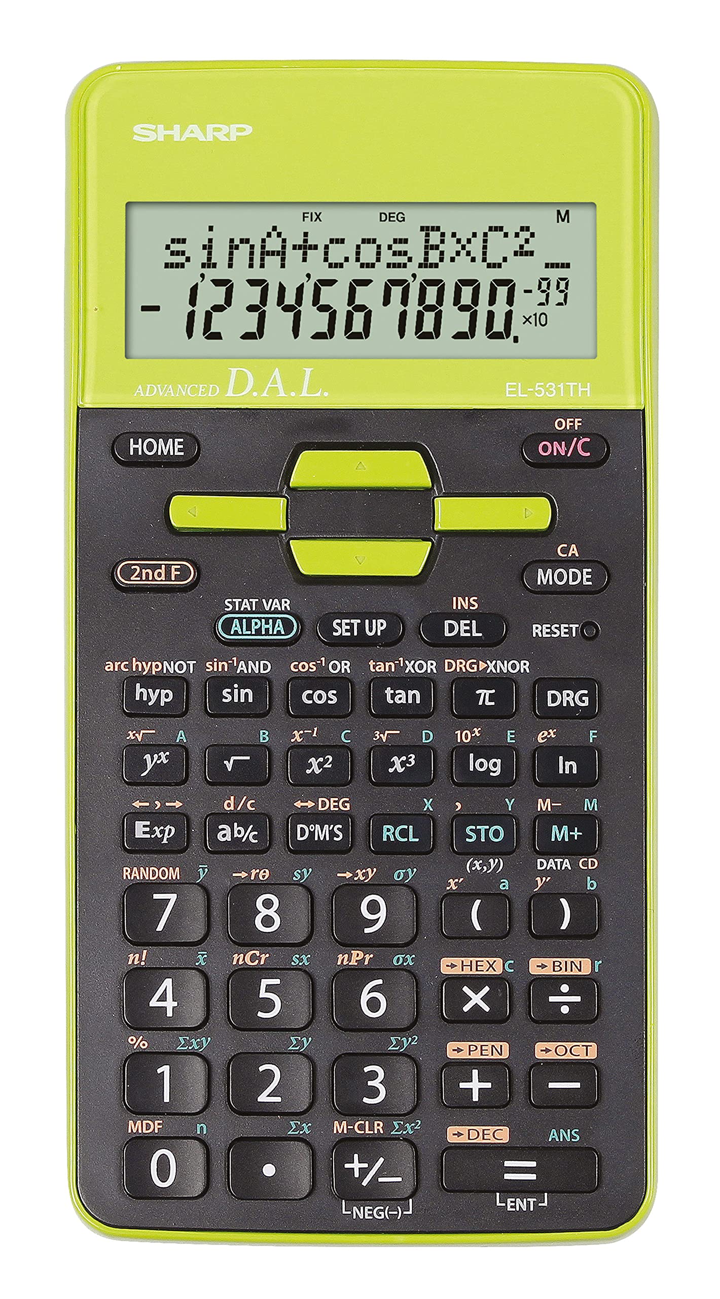 Sharp EL-531 TH-GR Scientific Calculator with D.A.L Input Battery Operated Green