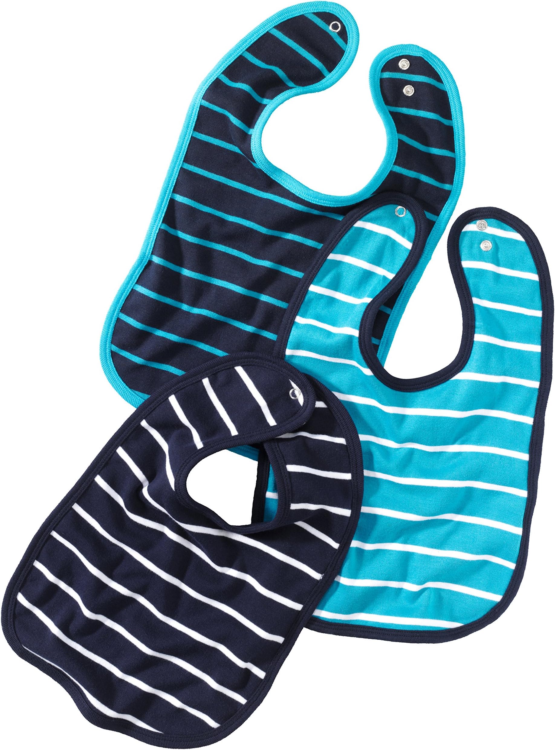 wellyou Ringel baby bib Set - Pack of 3 100 % cotton dribble bibs for boys/girls - great food/drool catcher for newborns in Navy Blue, Turquoise and White 23,5 x 23.5 cm