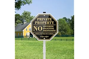 KOALAAT No Soliciting Sign for House, 10" x 10" Large No Soliciting Signs for Yard With 28" Long Stake, Rust Free and Weather Resistant Metal (Style G)