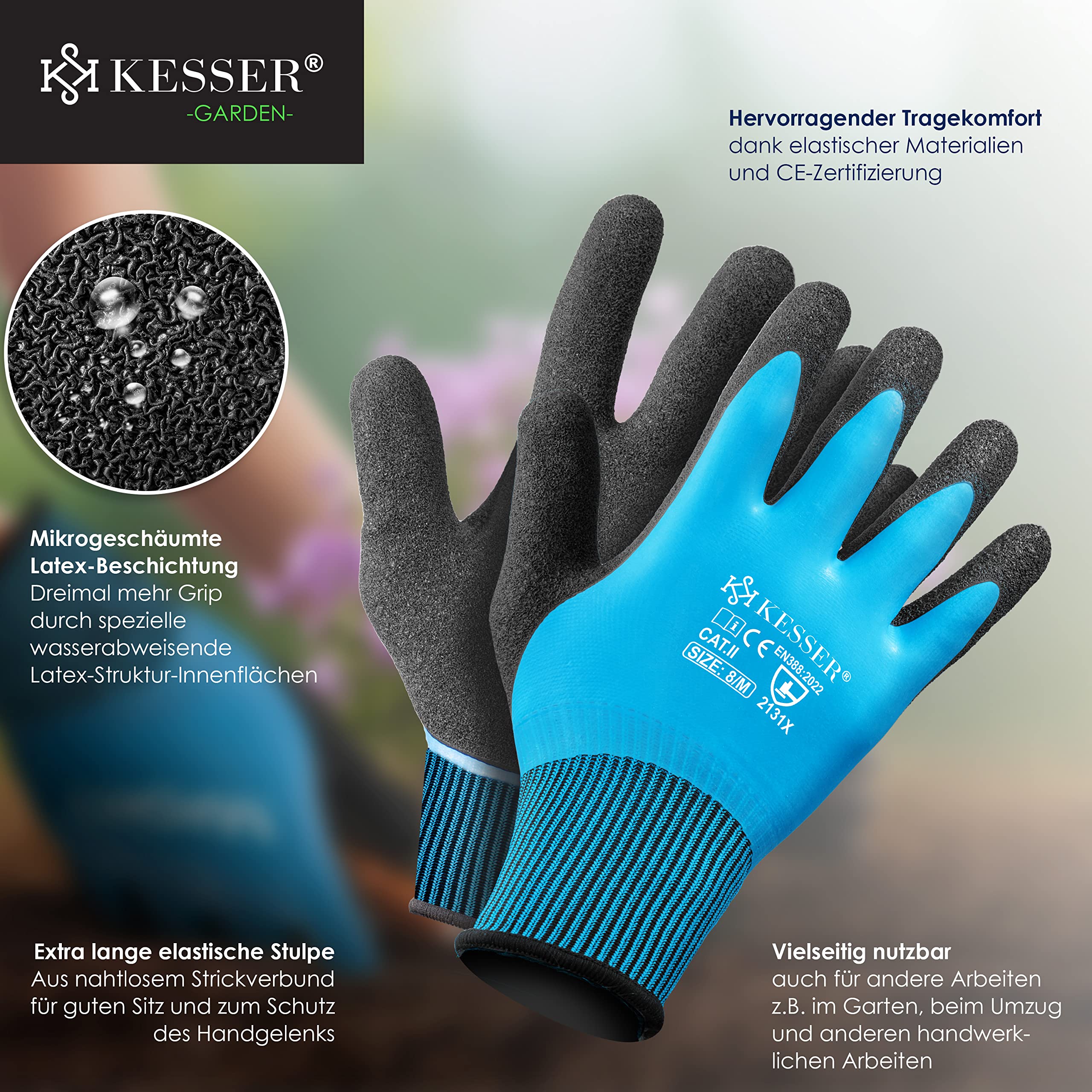 KESSER® Gartensack 3x 272L Set Laubsack Gartenabfallsack inkl. Handschuhe - Selbststehend 4 Griffe Stabil Robust & Faltbar - Laubsäcke Rasenschnitt für Gartenabfälle Grünschnitt Schwarz 9