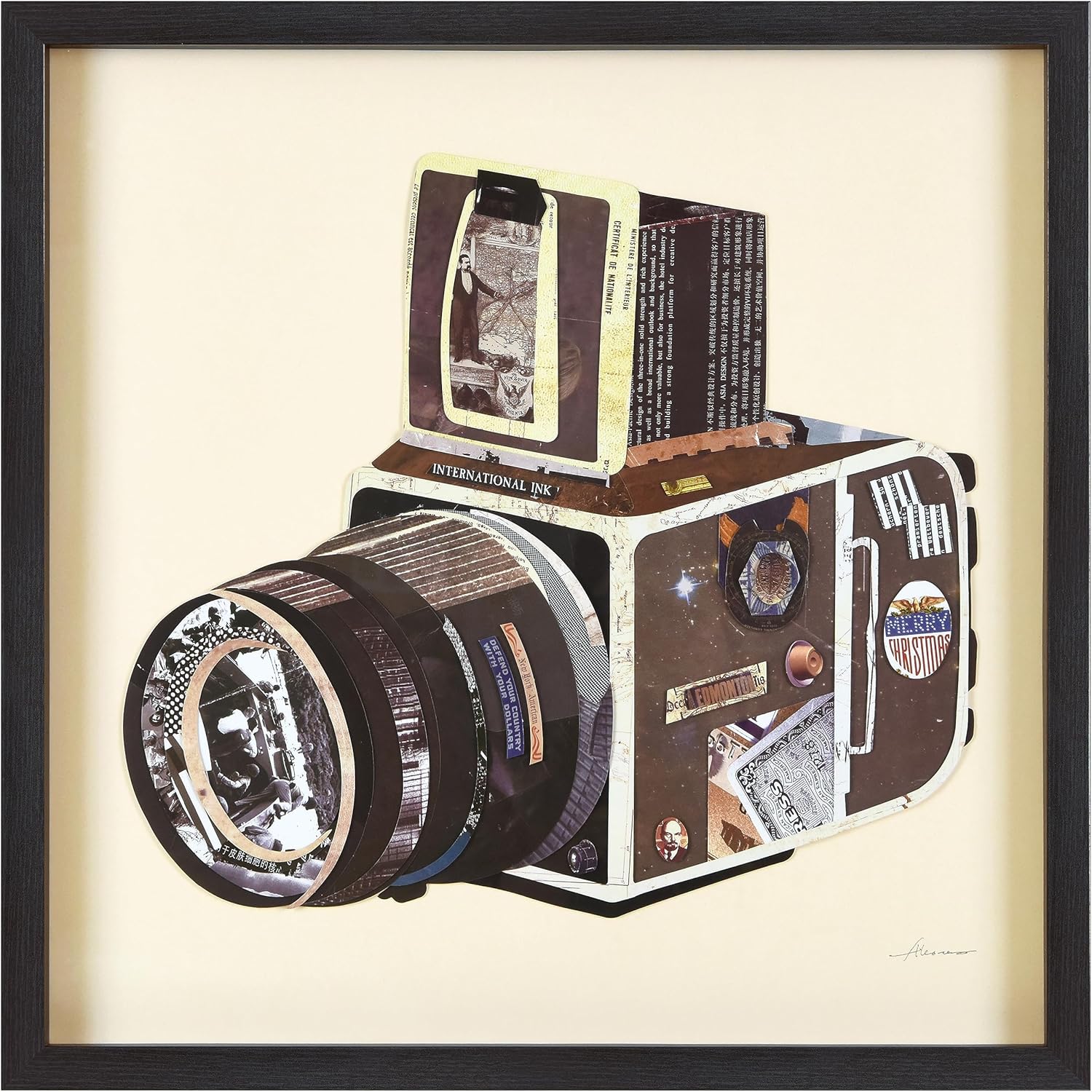 Paintings - Empire Art Direct Dimensional Collage Framed Graphic Paper Under Glass Wall Art by Alex Zeng Ready to Hang, 25