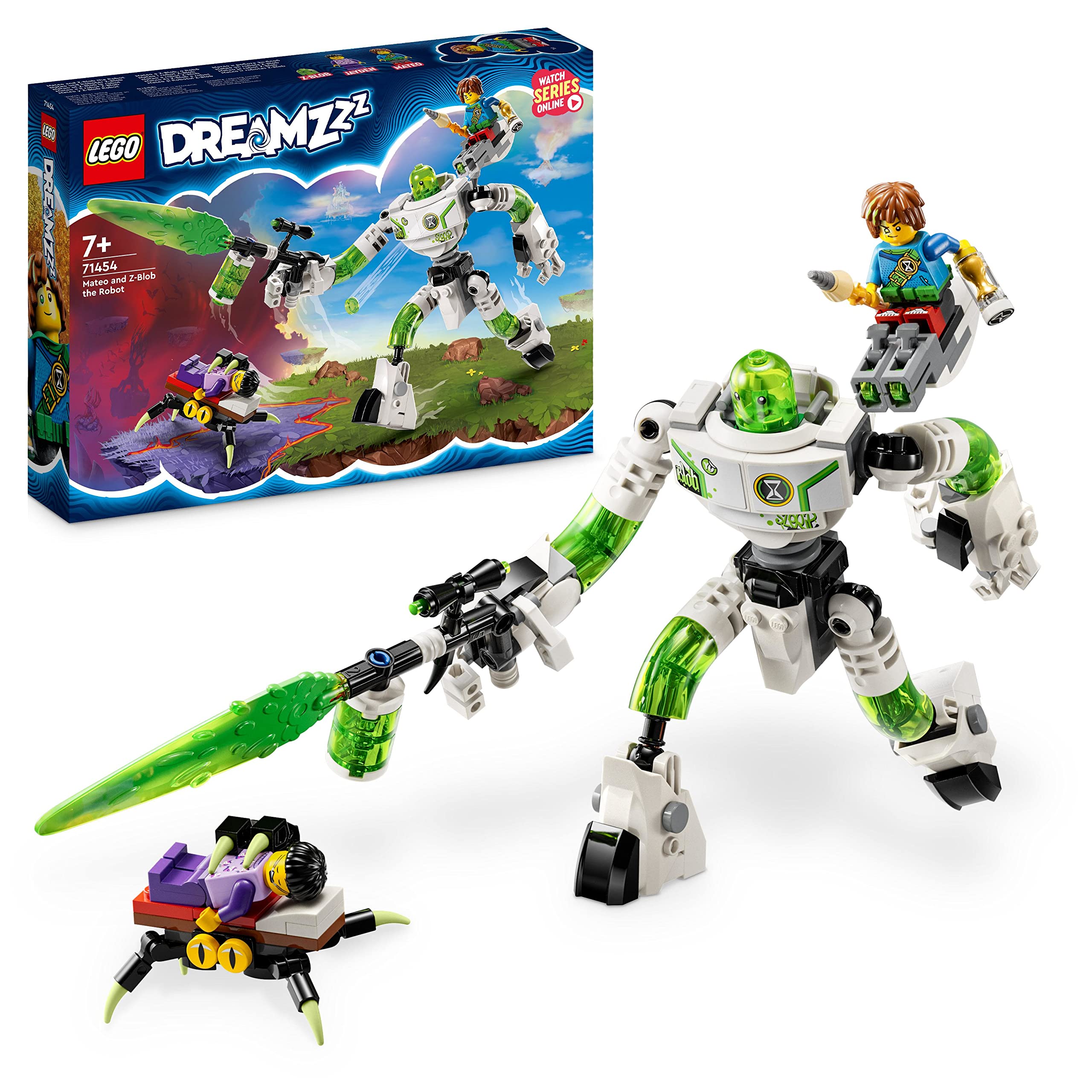 LEGO DREAMZzz 2-in-1 Mateo and Z-Blob the Robot Toy Set with Robot Figure plus Jayden & Mateo Minifigures, Imaginative Dream Adventure Play Based on the TV Show, Toys for Kids Aged 7+ 71454