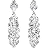 EVER FAITH Women's Crystal Elegant Wedding Hollow Floral Cluster Dangle Earrings