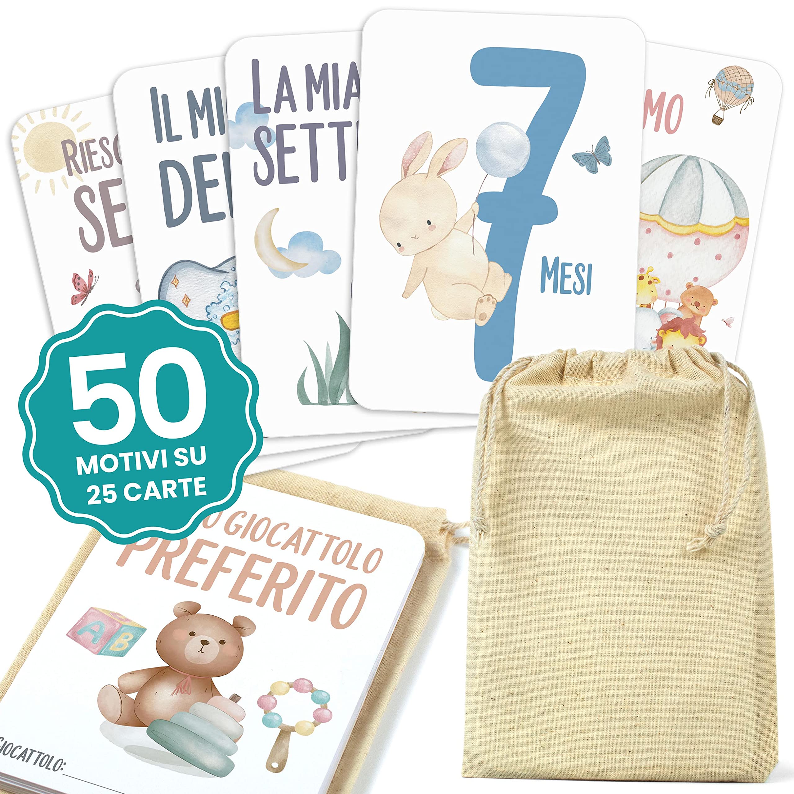 CONTRAXT Milestone Baby Cards Italiano. Mesi Neonato Per Foto Maby Moment Cards Scatola Ricordi Neonato Regalo Gravidanza Regalo Mamma Amica Carte Segna Tappe Bebè Italiano