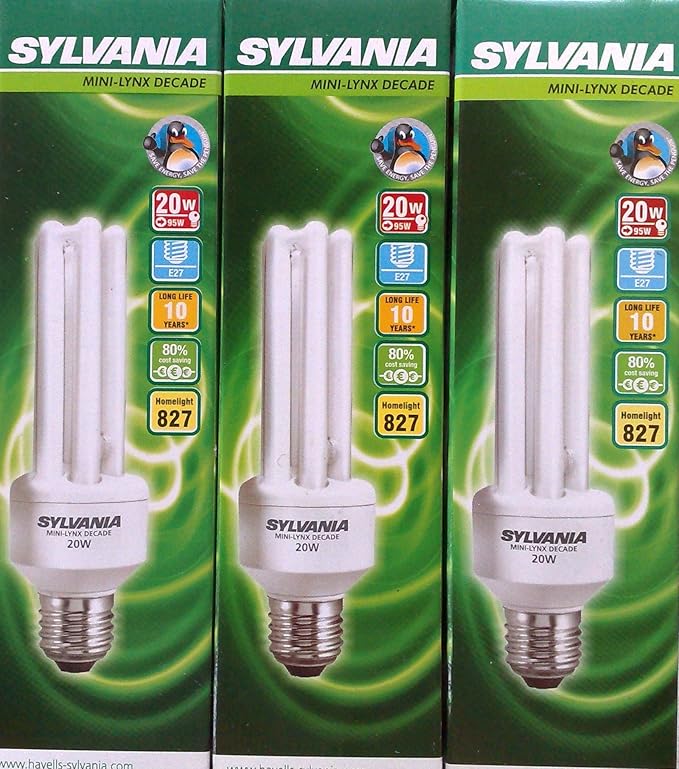 5 x Sylvania MINILYNX DECADE 20W (=95W Equivalent, Replaces 100W) E27