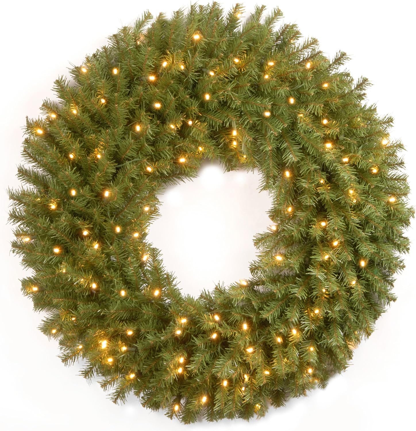 Wreaths, Garlands & Swags - National Tree Company Pre-Lit Artificial Christmas Wreath, Green, Norwood Fir, White Lights, Christmas Collection, 30 Inches