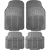 FH Group Automotive Floor Mats Universal Fit Heavy Duty Rubber for All Weather Protection Fits Most Cars, SUVs, and Trucks, 4 Piece (Full Set Trimmable) Gray