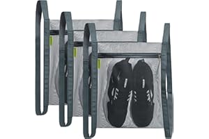 GOCOHHI 3 Pcs Sneaker Wash & Dry Net Bag for Dryer,15.7x13.8 Inch Large HoneyComber Mesh Bags with Zipper and Strap for Shoes, Clothing, Laundry Reused Bag Tool (Grey)