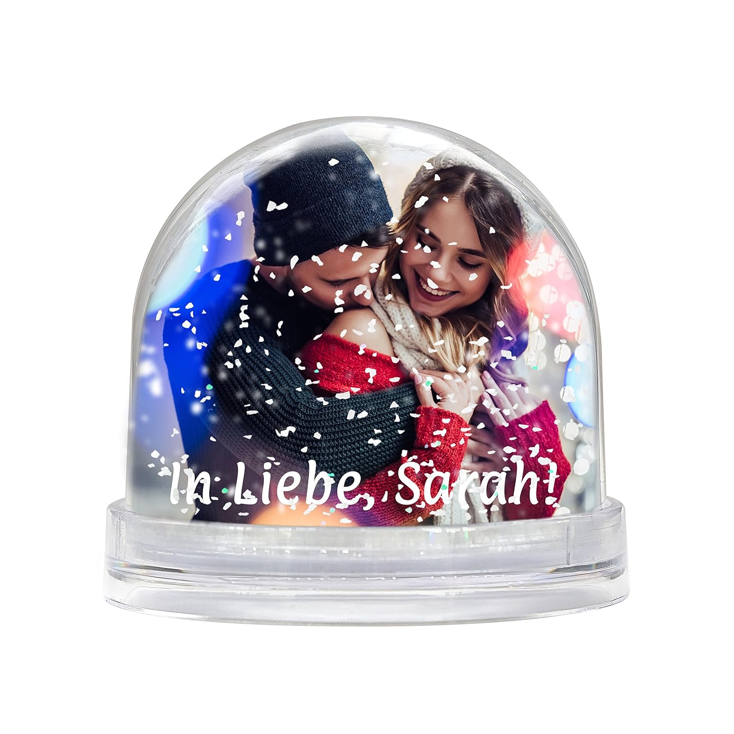 Schneekugel Mit Individuellem Bild Bedruckt Per Thermo Sublimationsdruck Aus Acrylglas Ideal Als Geschenk Zum Valentinstag Glitzerkugel Mit Eigenem Foto Gestalten Funkelnder Glitzer Dekoartikel Kuche Haushalt Wohnen