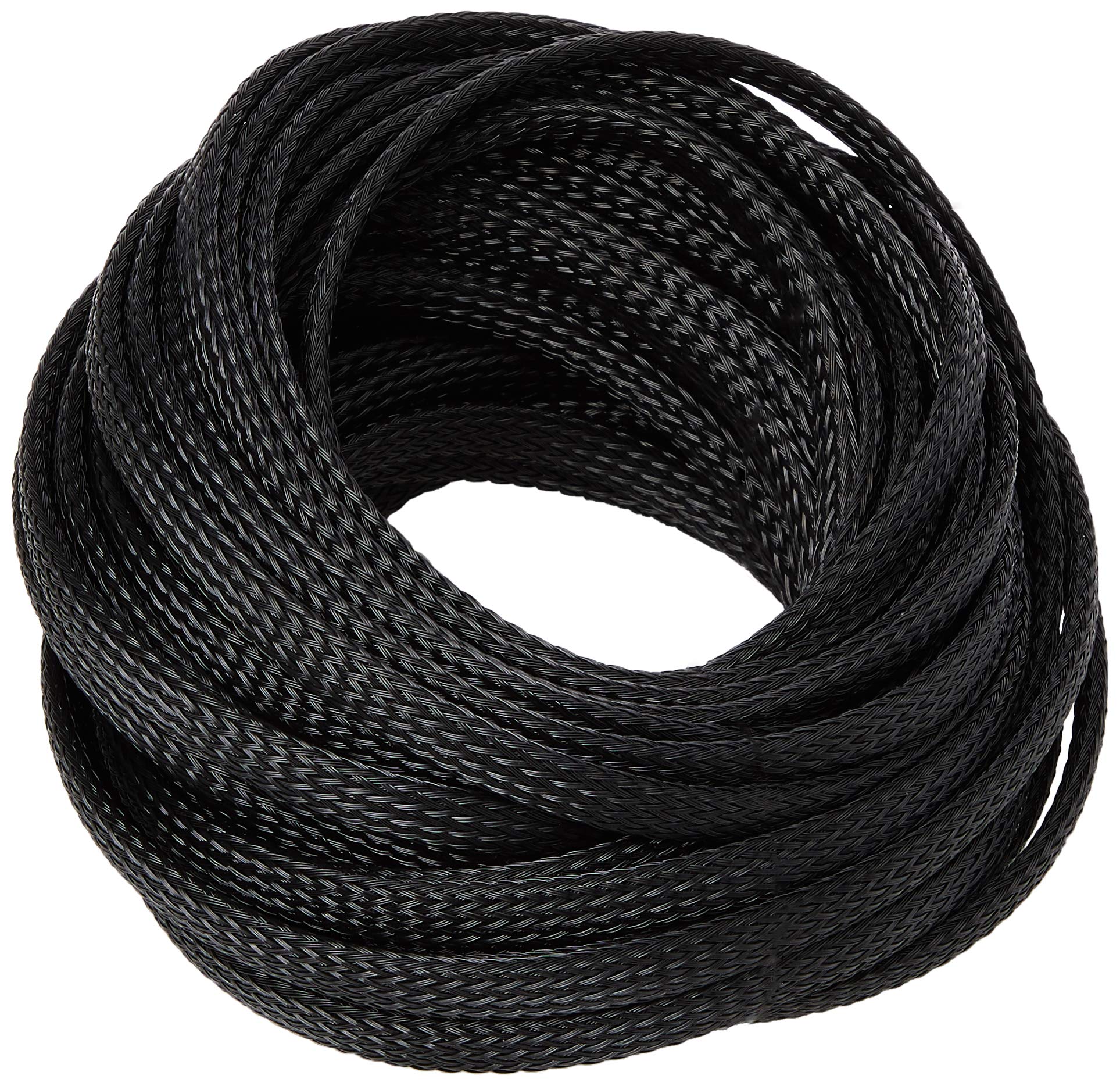 PRO POWER Expandable Braided Sleeving – 12mm Dia., 10m Black, Polyester, Self-Extinguishing Cable & Wire Protection