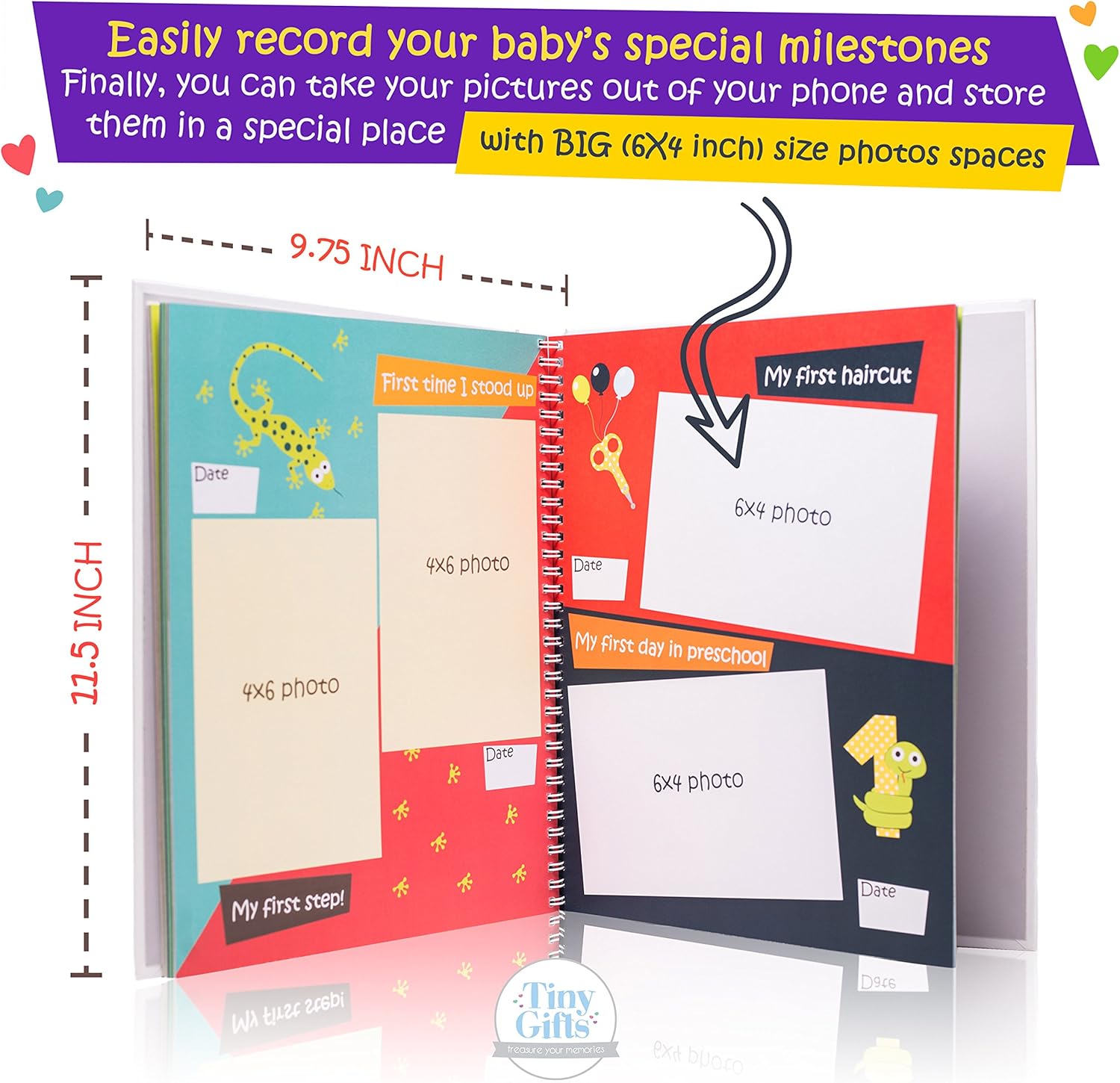 First 5 Years Baby Memory Book + Clean-Touch Ink Pad + Gift Box. Record Your Girl or Boy Photos & Milestones. Keepsake Journal | Scrapbook | Photo Album. Modern Baby Shower Gift for Expecting Parents : Baby