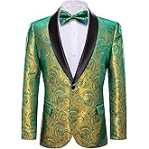 Barry.Wang Blazer for Men Paisley Sport Coat Lightweight Suit Jacket Regular Tuxedo Flower Mardi Gras Carnival Gift