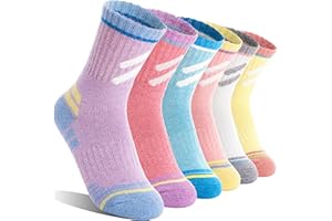 MOGGEI Kids Merino Wool Hiking Socks Boys Girls Toddler Thermal Winter Warm Thick Cushioned Moisture Wicking Socks 6 Pairs