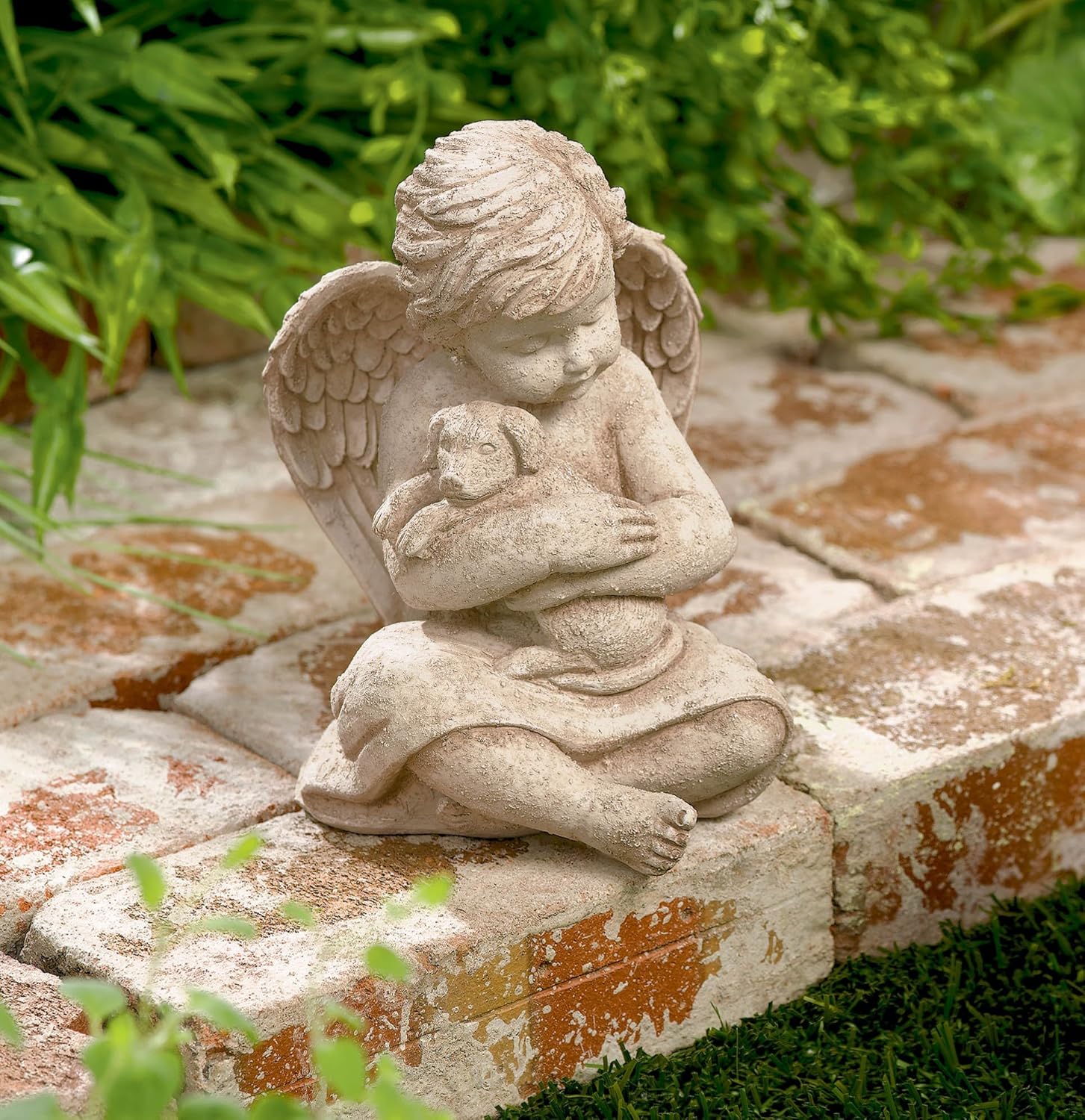 Grasslands Road Cherub with Dog, 7-Inch, Gift Boxed : Outdoor Statues : Garden & Outdoor